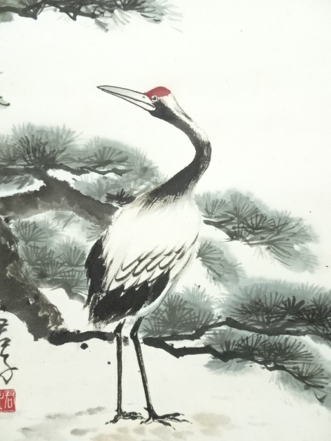 道具 ] - 道具 君子筆 松鶴延年 肉筆紙本掛軸 | ネットショップ圭